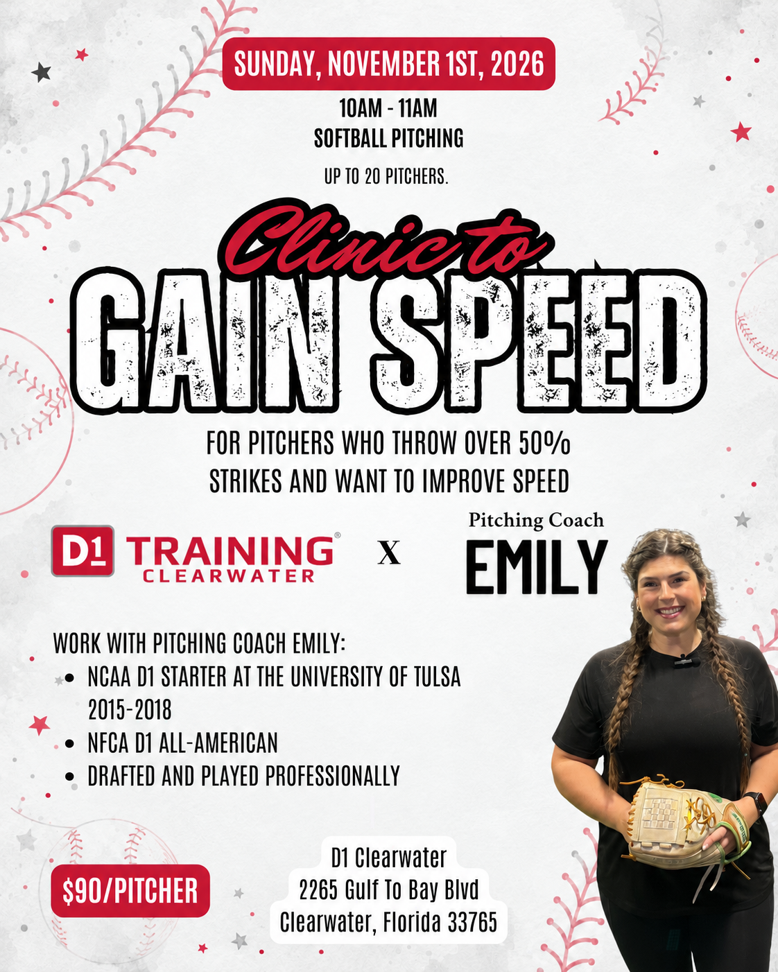 Pitching Speed Clinic at D1 Clearwater Sunday 11/1